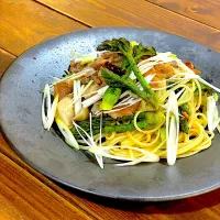 牛スジとたらの芽のアーリオオーリオ|たつやん。さん
