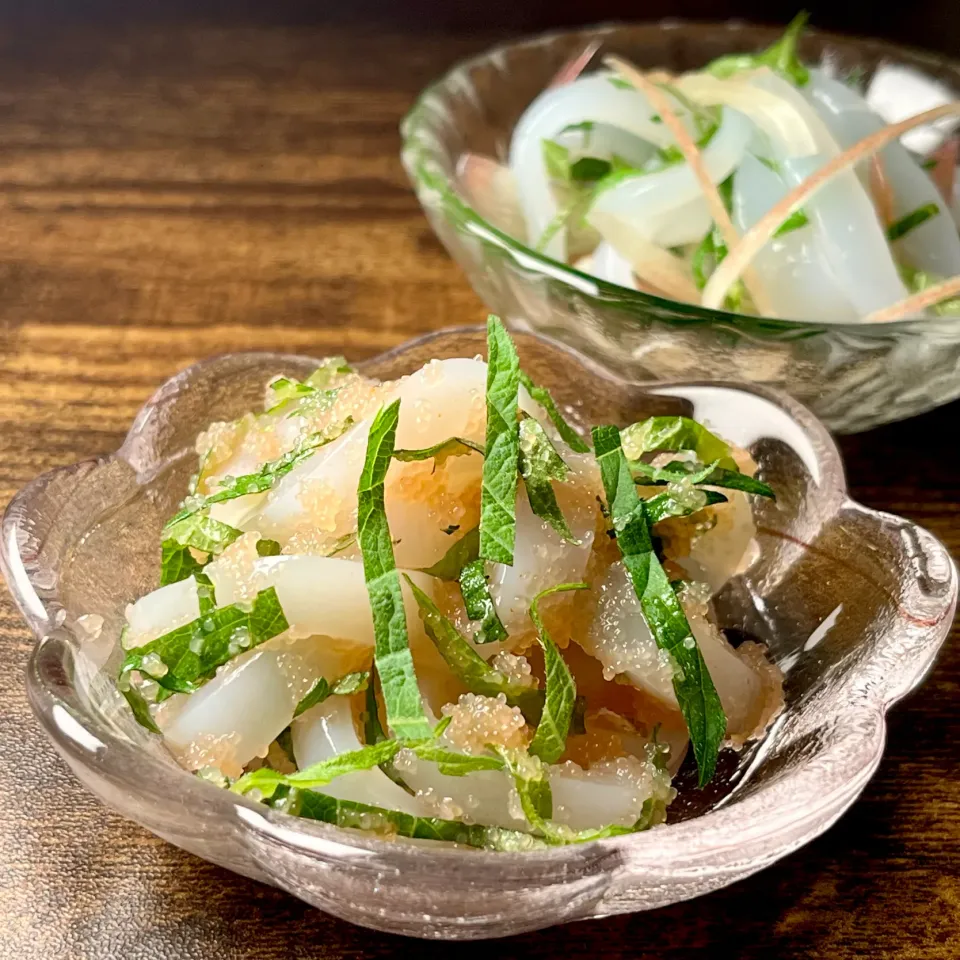 💫アオリイカ 明太大葉＆茗荷大葉 2種和え|biskesさん