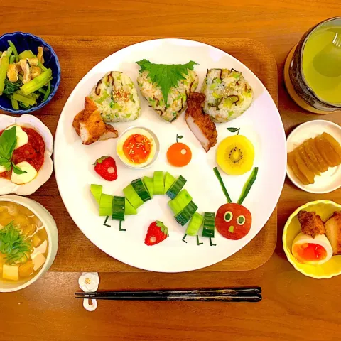 「国産素材信州こうじみそ」を使ってみたSnapdishの料理・レシピ写真:はらぺこあおむしプレート