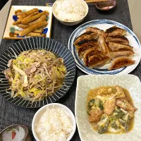 餃子、野菜炒め、ごぼう唐揚げ、餃子|kekekeさん
