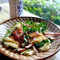松山あげとクレソン茹でイカの和物 ~海鮮だし|とんちんさん