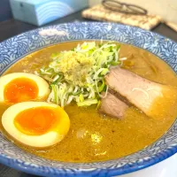 味噌ラーメン全粒粉麺味玉トッピング|きらさん