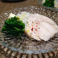 鶏ハムと新玉ねぎと菜花|古尾谷りかこさん