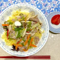 昨日のアレンジ　五目あんかけそば