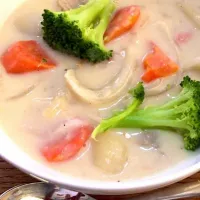 「 Cream stew 」
常備菜とバナナブレッドを添えて
晩ごはん💦|ばくあんしゃさん