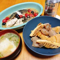 ほっけのアクアパッツァ🐟
タケノコとこんにゃくの土佐煮
大和芋の味噌汁|naoさん