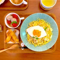ツナとキャベツのペペロンチーノのおぼんごはん|すずさん