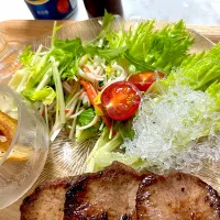 サラダ（リーフレタス、水菜、セロリ、トマト、カニカマ、シークリスタル）|きらさん