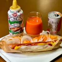 切り餅と魚肉ソーセージのチーズホットドッグ|ichiさん