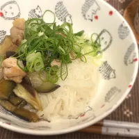 茄子と鶏のそうめん|satokoさん