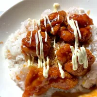 今夜は、甘酢タレ唐揚げライスを頂きました😋🎵👍|ギムレットさん