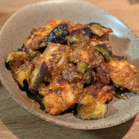 茄子と鶏胸肉のごま味噌炒め|あぼちさん