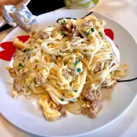 豚ひき肉とお揚げさんでそうめんチャンプルー|Takeshi  Nagakiさん