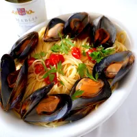 ムール貝のグアツェットでパスタ