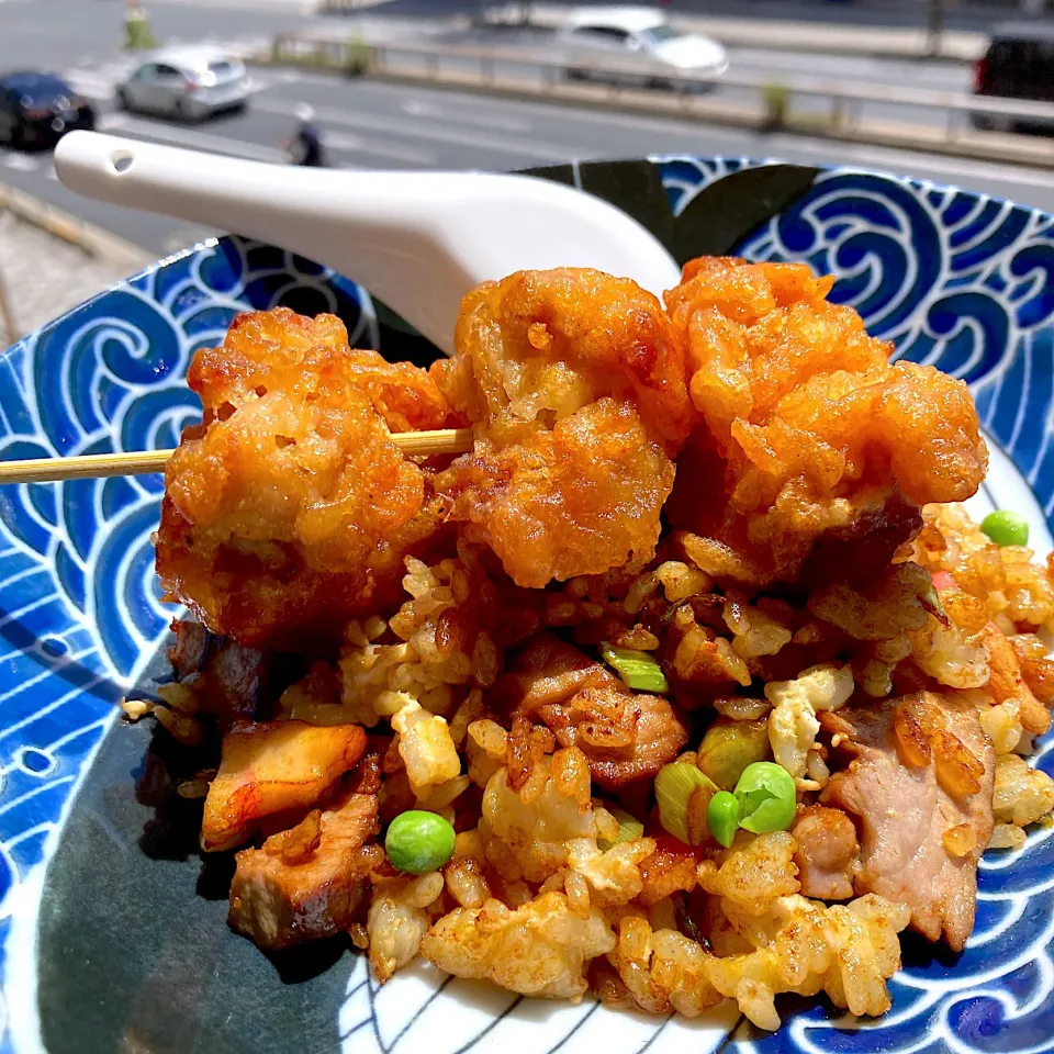 唐揚げ串のせ炒飯|Kさん