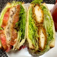 本日のサンド（アジフライを使ったフィレオフィッシュサンド&レタスたっぷりササミカツサンド）|サンドウィッチ伯爵さん