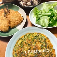 ＊アジフライと紫にんじんおからサラダ、あおさオムレツ♪＊|ultramarineさん