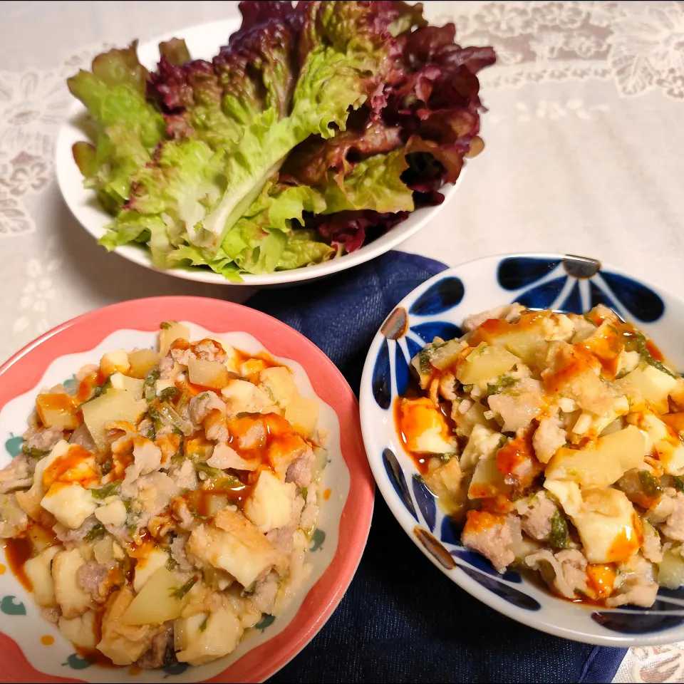yummy!コリアンホットで甘辛にんにく味噌煮(父のサニーレタスで巻く!)|m.rafuさん