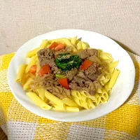 ペンネと牛丼|そらもこさん