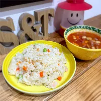 エビピラフ　ミネストローネ|まりもこさん