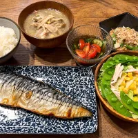 キャンプ疲れの日のさば定食|Riccaさん