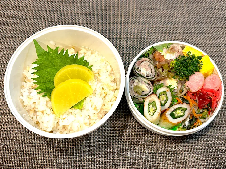 高校生息子のお弁当🍱 豚肉の大葉チーズ巻き弁当🍱|Snow10さん