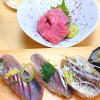 5/4の夕食
近所のお寿司屋さんで乾杯|卯月さん