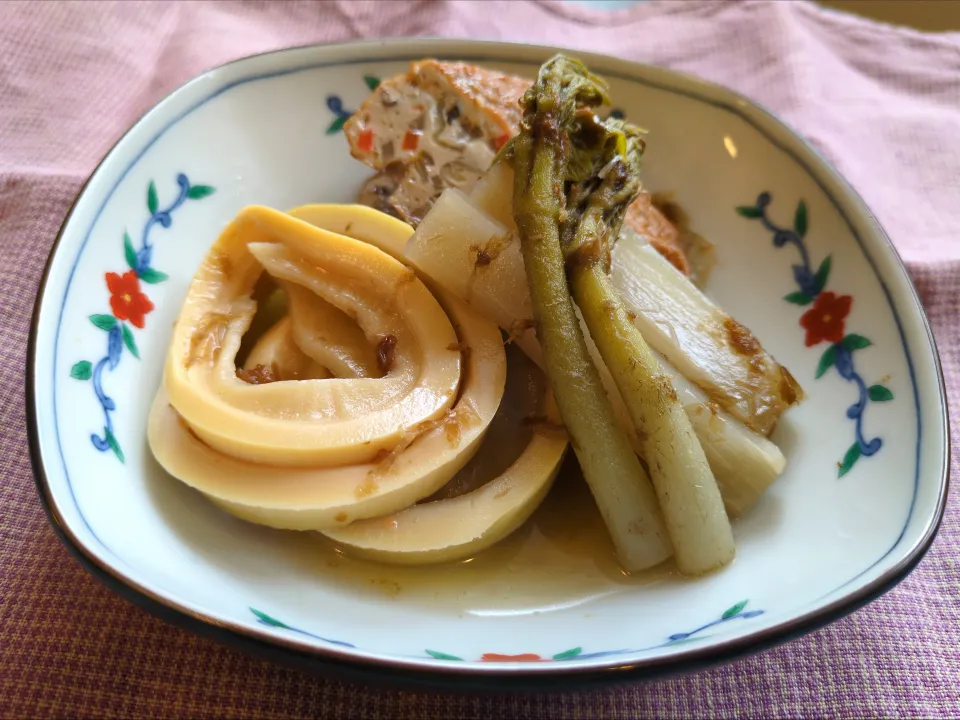 うど　たけのこ　薩摩揚煮物|まゆみさん