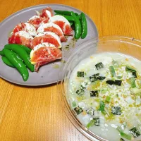 生ハムモッツァレラと茹でたスナップえんどう
わさびの冷おだしやっこ|naoさん