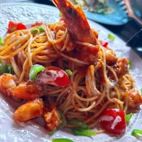 有頭海老のパスタ|meg*ˊᵕˋ*megさん