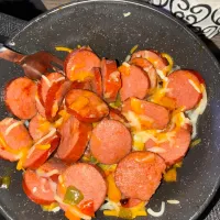 Sausage and cheese with diced peppers 🫶🏼|bexさん