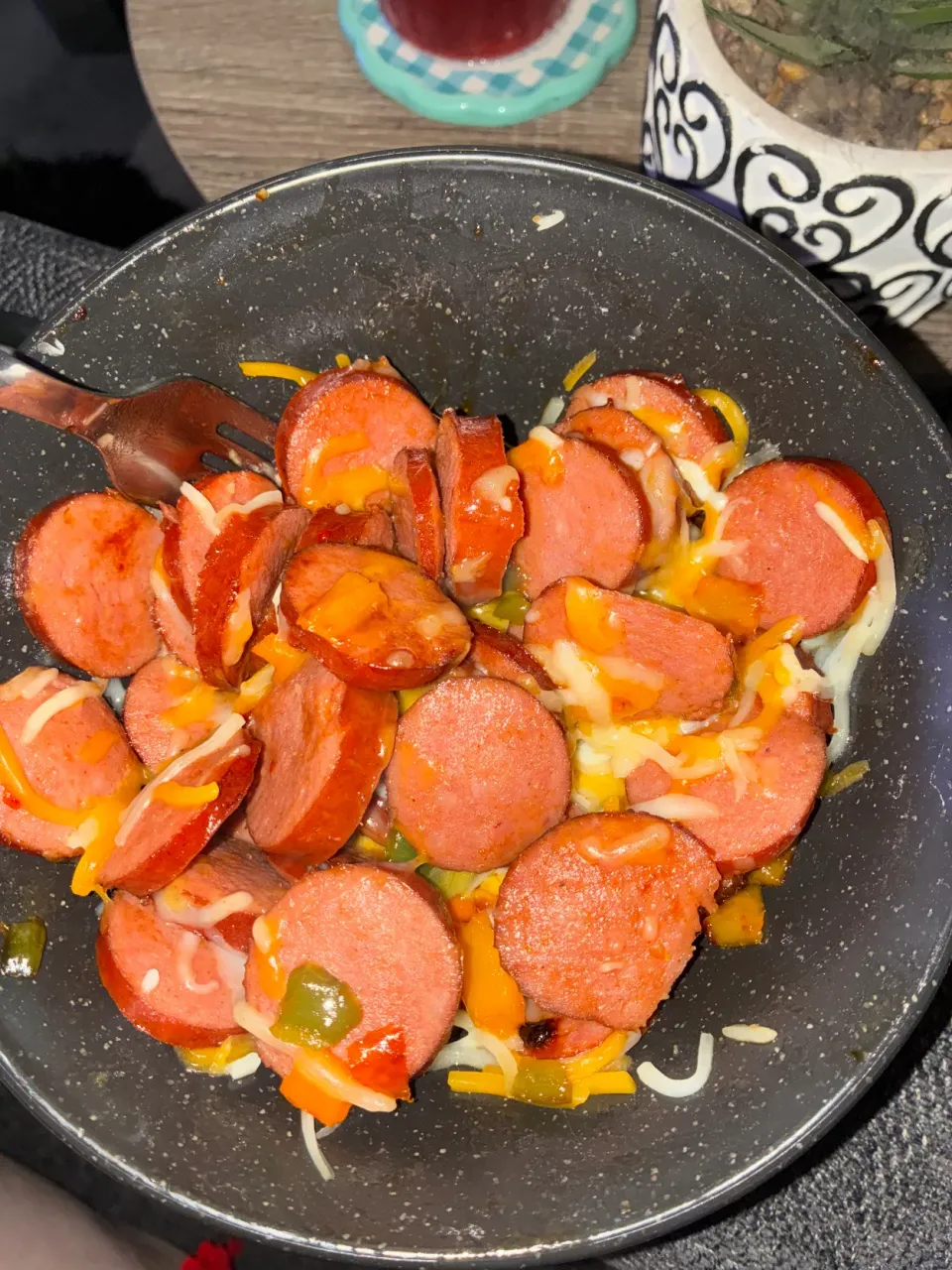 Sausage and cheese with diced peppers 🫶🏼|bexさん