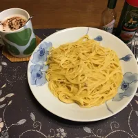 カルボナーラ、ホットミルクココア(昼飯)|enarinさん