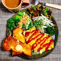 春キャベツの卵焼きワンプレート|まめもにおさん