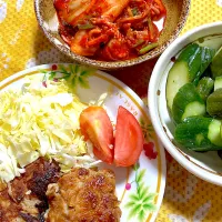 豚こまともやしのつくねの照り焼き　コッチョリ　糠漬け|4jinoanataさん