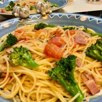 ベーコン🥓とブロッコリー🥦とトマト🍅のアーリオオーリオペペロンチーノ|Takeshi  Nagakiさん
