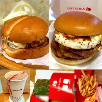 タルタルチキン竜田バーガー🍔　キングタルてり絶品チーズバーガー🍔　ふるポテト🍟　ジンジャーエール🥤　宇治抹茶パイ🍵|るみおんさん