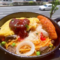 スキレットでナポリタン