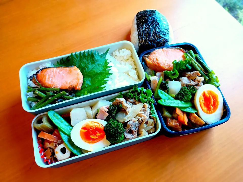 次男・私弁当&おにぎり|tamagomagomagoさん