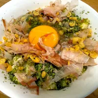 本日のまぜそば　アオサ粉たっぷり|さくたろうさん