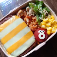漢の…次女用🍱しましまチーズハンバーグ弁当|ᵏᵒᵘさん