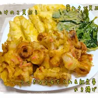 たけのこ天、らっきょかき揚げ、葉わさび天| ひとみんΨ(*´∀｀)Ψさん