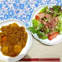 カレーとベーコンサラダ|おしゃべり献立さん