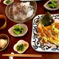 晩ごはん♯天ぷら♯蕎麦|小松菜さん