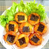 磯部風じゃがいも餅🥔|あずきさん