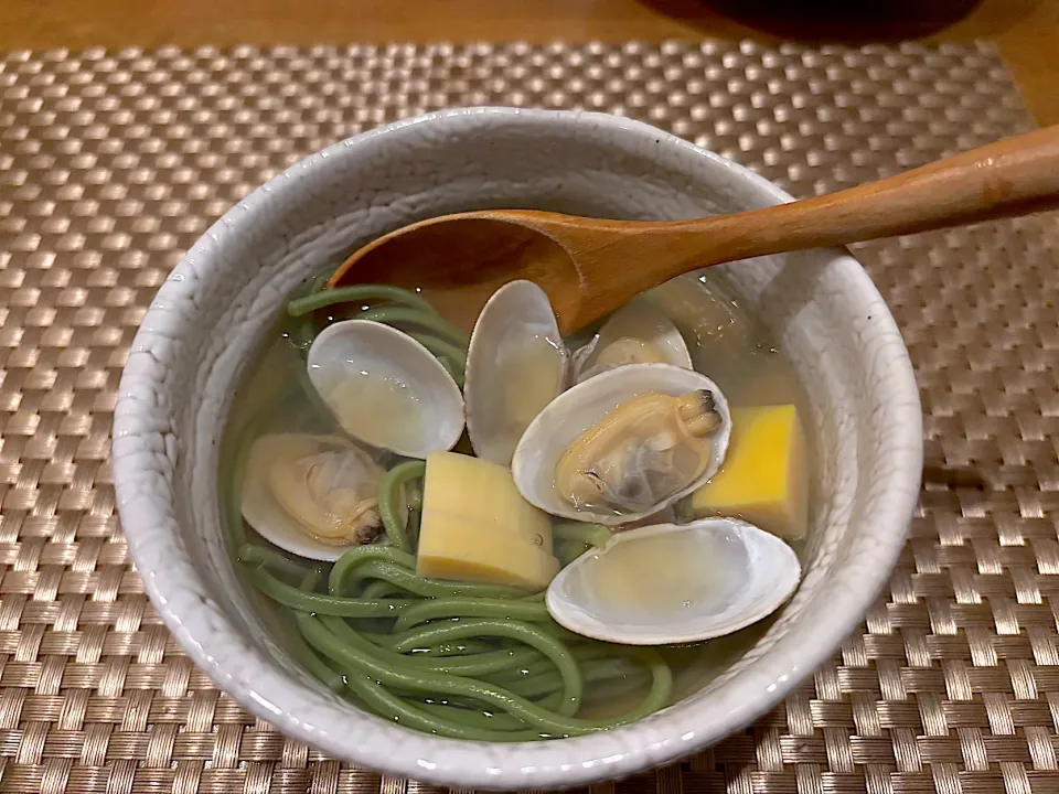 和食コース⑦（終わり）・アサリそば|山勝さん