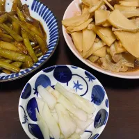 山ウドの味噌煮　ウドの酢ゴマ油和え　筍と豚肉|えーちゃんさん