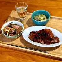 鶏もも肉の照り焼き、中華風春雨サラダ、ポトフ| マユマユさん
