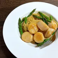 ホタテとアスパラのパスタ|あまねこ🌿さん