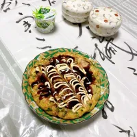 grandmaの晩ごはん☆ 今夜はチャイブ、白菜キムチ、山の芋でフワフワのお好み焼き…梅酒を一杯飲んでみます。頂きます|kaoriさん